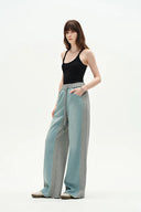 Sereta Wide Leg Denim Jeans in Cotton Jersey