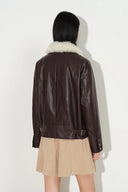 Zita Ruched Padded Moto Jacket in Vegan Leather