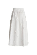 Olivia Hand Stitched Flora Applique Maxi Skirt in Cotton