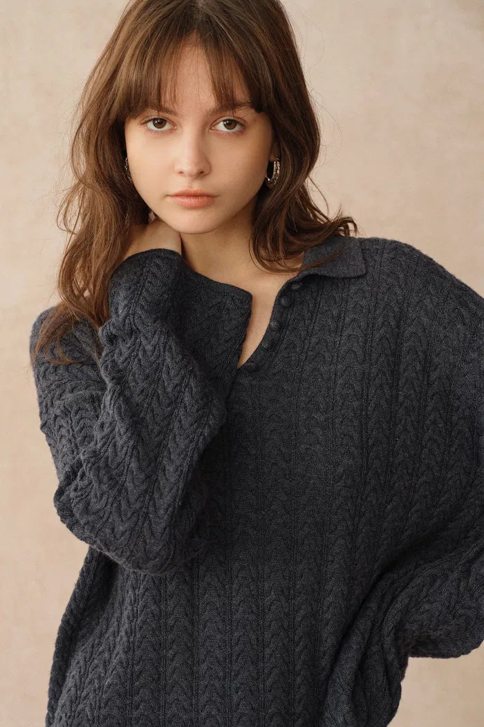 Miko Chunky Sweater in Merino Wool Cable Knit