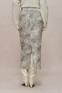 Leopard Midi Skirt in Stretch Sequin Mesh