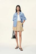Chemise Judy à manches bouffantes avec volants en denim lyocell