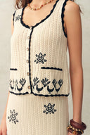 Rania Hand Crochet Embroidery Sleeveless Top in Cotton Yarn