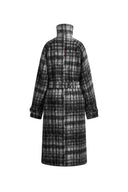 Gingham Plaid Lapel Wool Coat in Merino Cashmere Double Face
