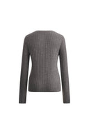 Top Mika de Manga Larga con Cuello Henley en Punto de Lana Merino