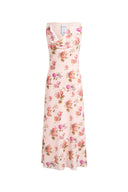 Fraye Floral Cowl Neck Sleeveless Dress in Silk Double Crepe