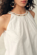 Top sin mangas con cuello halter Hazel en algodón