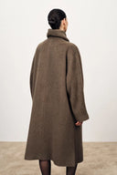 Abrigo cruzado Lumi Mocha en mezcla de lana de alpaca