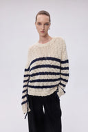 Pull rayé Kirsten en bouclé mélangé laine