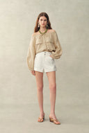 Barney A Line Cuffed  Cargo Short in Linen Blend