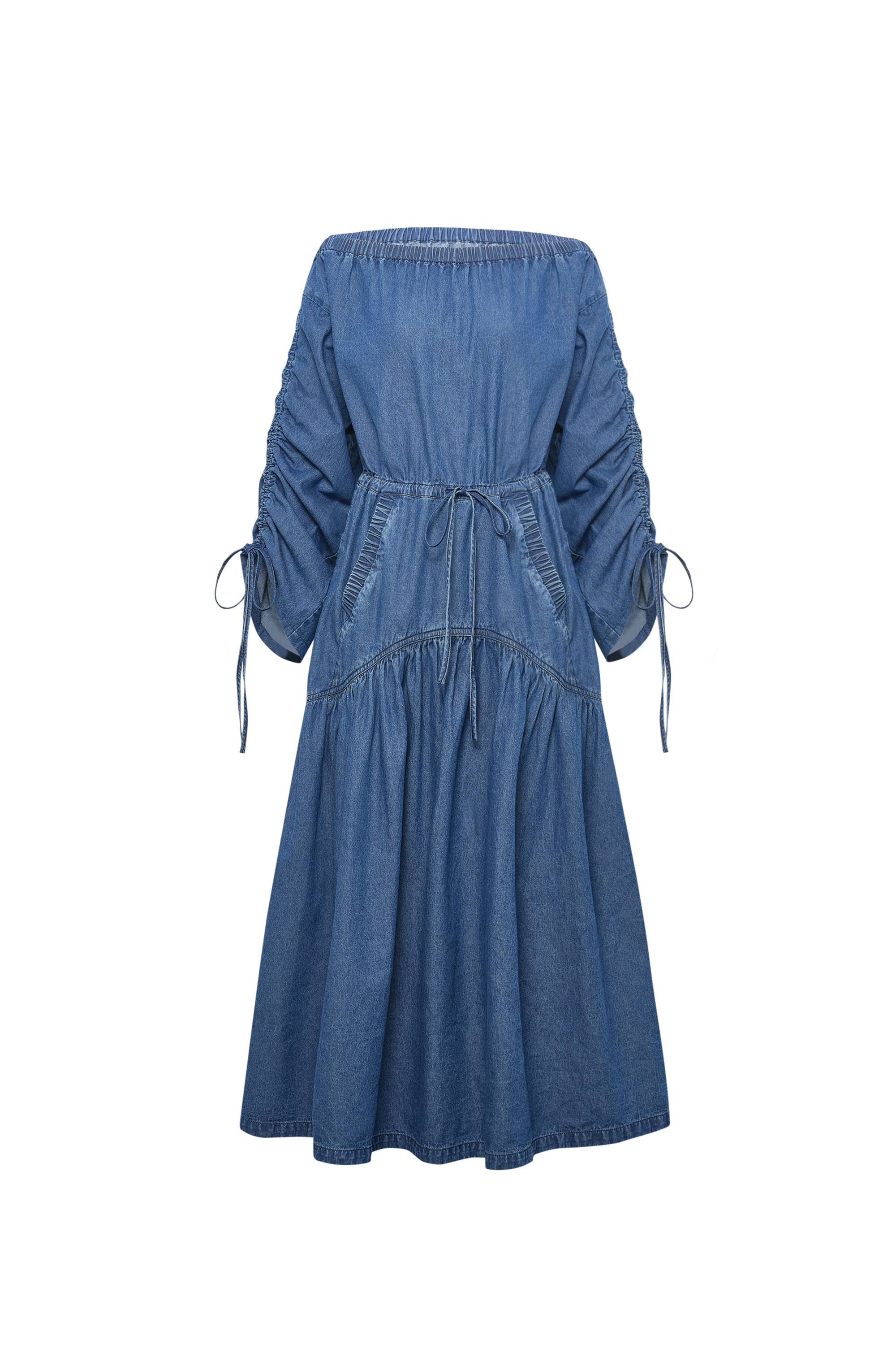 Diane Drawstring Dress in Tencel Denim XS/P