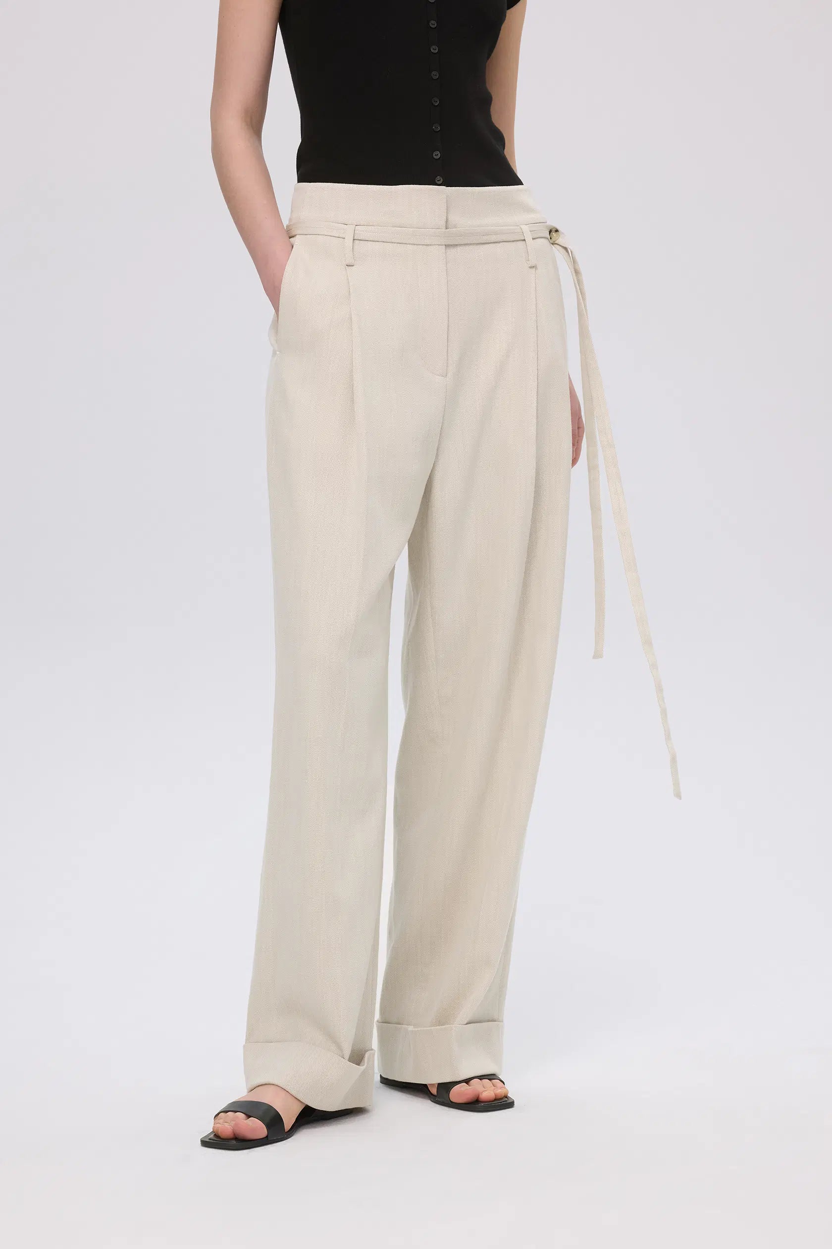 Suma High Waisted Straight Leg Pants Tencel Lyocell Blend