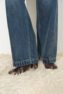 Dora Vintage Wide Straight Leg Jeans in Cotton Denim