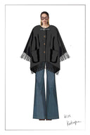 Luna Poncho mit Lederfransen in Kontrast aus Merino-Cashmere-Strick