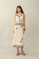 Rania Hand Crochet Embroidery Sleeveless Top and Skirt Set in Cotton Yarn