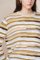 Green River Bouclé Pullover mit gemischten Streifen aus Merino-Mohair-Mehrfachgarn