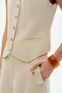 Evelyn Verstellbare Rücken-Gürtelweste aus Seidenleinen