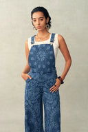 Salopette Hazel in Denim con Stampa Paisley Laser in Denim di Cotone