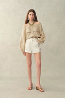 Barney A Line Cuffed  Cargo Short in Linen Blend