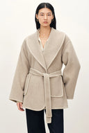 Eloise Belted Embroidery Coat in Wool Alpaca Blend