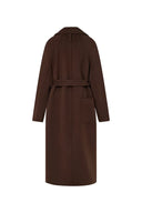 Abrigo Largo Maxi Lapel Rond en Mezcla de Lana Merino y Cachemira