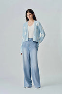 Jeans de Pierna Ancha Lavados Prevernae en Denim de Algodón