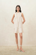 Abito con sciarpa Aria in satin twill