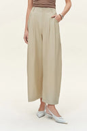 Pantalones Sienna Airy de pierna ancha con cordón en mezcla de algodón