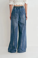 Jean large Bulb scintillant en denim coton