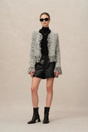 Sara Fringe Knit Jacket in Multi-Yarn Blend