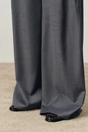 Phoebe Front V Shaped Trousers in Fine Wool Silk Blend Suiting