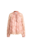 Xyla Semi Sheer Blouse in Silk Crepe with Paisley