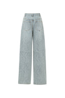 Jean patchwork texturé Eliana en denim jacquard délavé
