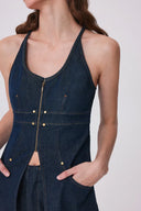Gus Peplum Weste aus Tencel Denim