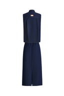 Top ligero sin mangas Giulia y falda midi en mezclilla de lino y algodón