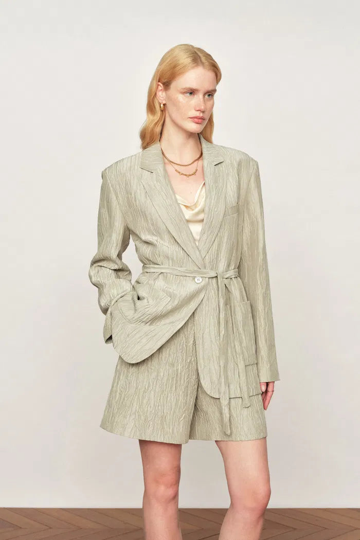 Cephas Pleated Fabric Blazer in Premium Crepe Acetate