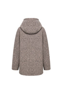 Abrigo Largo con Capucha Rue en Lana Bouclé Ultraligera