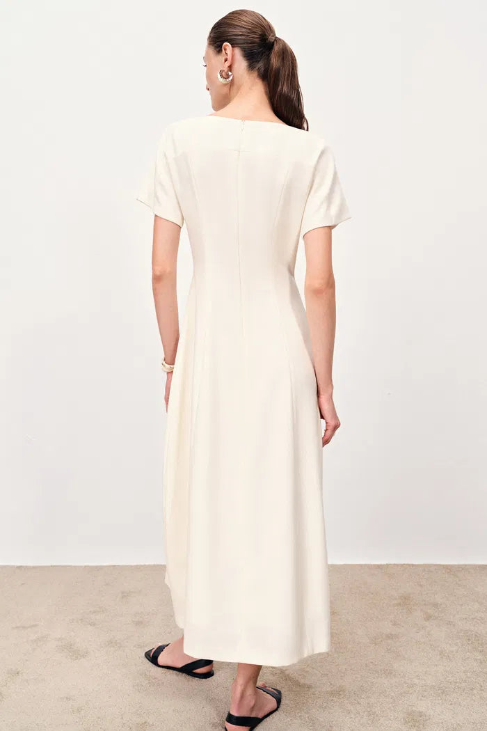 Ebba Boat Neck Dress in Merino Wool Blend