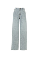 Jean patchwork texturé Eliana en denim jacquard délavé