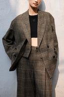 Blazer con cuello desmontable a cuadros Seera en mezcla de lana