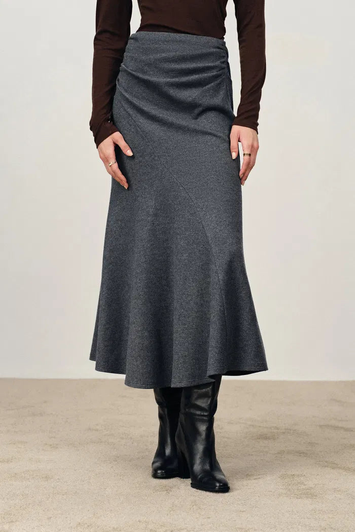 Arlene Wool Pleated Skirt in Merino Wool