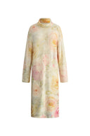 Vestido de Manga Larga Flora Pintado a Mano en Mezcla de Merino y Alpaca