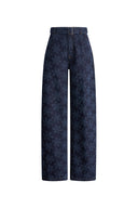 Jeans de Pierna Ancha Recta Mia Flora en Jacquard de Algodón Denim