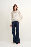 Hestia Hand Beaded Star Embellishment Jeans in Lyocell Denim