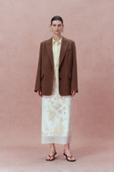 Jupe longue Aniyah aux coquelicots peints à la main en soie double couche