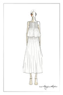 Ensemble top caraco et jupe à pois Ellie en mélange de lin