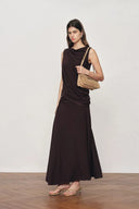 Florence Asymmetric Draped Sleeveless Top and Maxi Skirt Set in Cotton Modal Knit