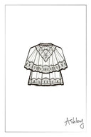 Sophia Lace Embroidery Summer Cape Short Sleeve Blouse in Silk Blend Crinkled Georgette