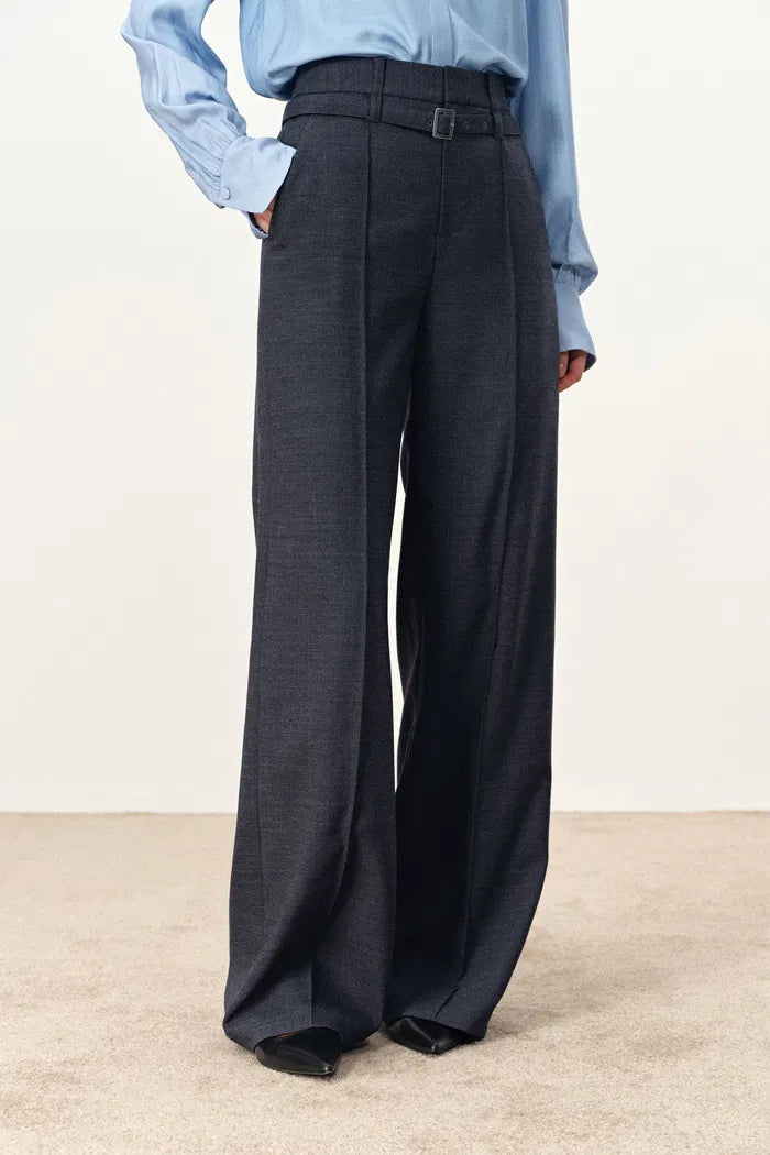Abbie Double Waistline Suit Trousers in Merino Wool