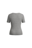 Evie V Neck Pointelle Short Sleeve Top in Cotton Knit